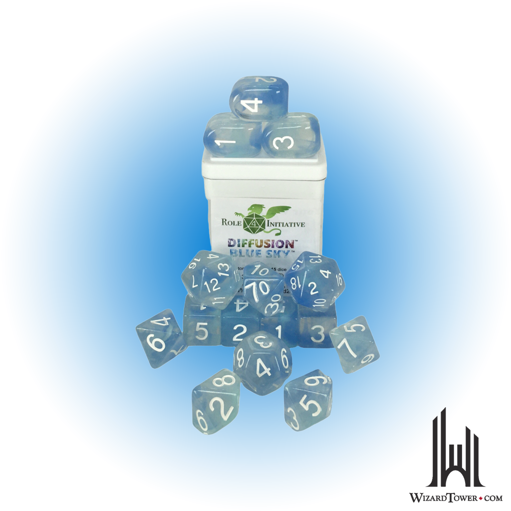 SET OF 15 DICE: DIFFUSION BLUE SKY